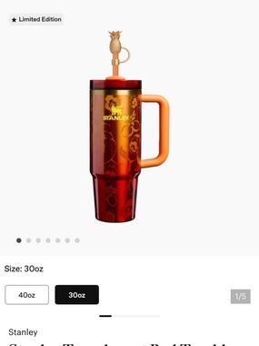 Stanley Ombre Red to Orange 30oz Tumbler with Pineapple Charm